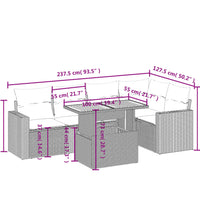 6-tlg. Garten-Sofagarnitur mit Kissen Schwarz Poly Rattan