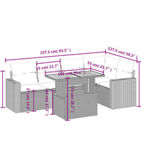 6-tlg. Garten-Sofagarnitur mit Kissen Beige Poly Rattan