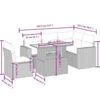 6-tlg. Garten-Sofagarnitur mit Kissen Beige Poly Rattan
