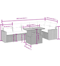 7-tlg. Garten-Sofagarnitur mit Kissen Schwarz Poly Rattan