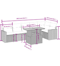 7-tlg. Garten-Sofagarnitur mit Kissen Beige Poly Rattan