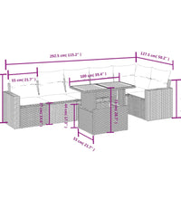 7-tlg. Garten-Sofagarnitur mit Kissen Grau Poly Rattan