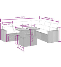 7-tlg. Garten-Sofagarnitur mit Kissen Schwarz Poly Rattan