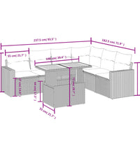 7-tlg. Garten-Sofagarnitur mit Kissen Beige Poly Rattan