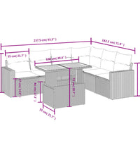 7-tlg. Garten-Sofagarnitur mit Kissen Grau Poly Rattan