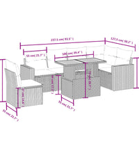 7-tlg. Garten-Sofagarnitur mit Kissen Grau Poly Rattan