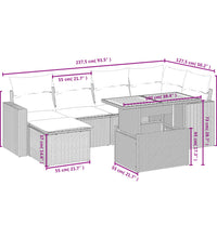 7-tlg. Garten-Sofagarnitur mit Kissen Schwarz Poly Rattan
