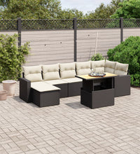 8-tlg. Garten-Sofagarnitur mit Kissen Schwarz Poly Rattan