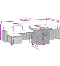 8-tlg. Garten-Sofagarnitur mit Kissen Grau Poly Rattan