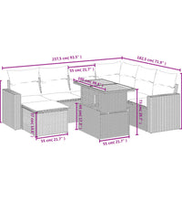 8-tlg. Garten-Sofagarnitur mit Kissen Schwarz Poly Rattan
