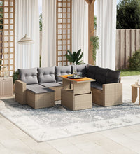 8-tlg. Garten-Sofagarnitur mit Kissen Beige Poly Rattan