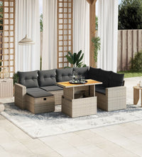 8-tlg. Garten-Sofagarnitur mit Kissen Grau Poly Rattan
