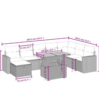 9-tlg. Garten-Sofagarnitur mit Kissen Schwarz Poly Rattan