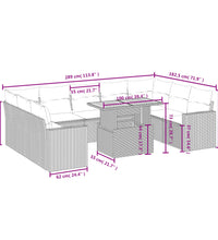 10-tlg. Garten-Sofagarnitur mit Kissen Schwarz Poly Rattan