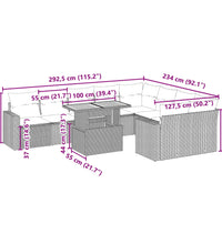 10-tlg. Garten-Sofagarnitur mit Kissen Schwarz Poly Rattan