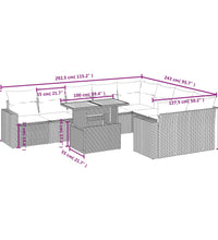 10-tlg. Garten-Sofagarnitur mit Kissen Beige Poly Rattan