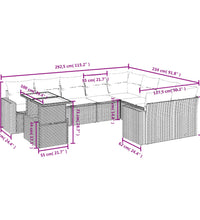 10-tlg. Garten-Sofagarnitur mit Kissen Schwarz Poly Rattan