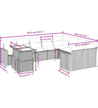 10-tlg. Garten-Sofagarnitur mit Kissen Grau Poly Rattan