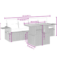 5-tlg. Garten-Sofagarnitur mit Kissen Schwarz Poly Rattan