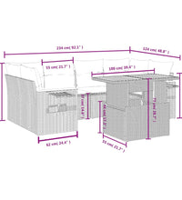 7-tlg. Garten-Sofagarnitur mit Kissen Schwarz Poly Rattan
