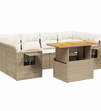 7-tlg. Garten-Sofagarnitur mit Kissen Beige Poly Rattan