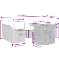 7-tlg. Garten-Sofagarnitur mit Kissen Beige Poly Rattan