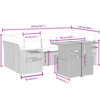 7-tlg. Garten-Sofagarnitur mit Kissen Beige Poly Rattan