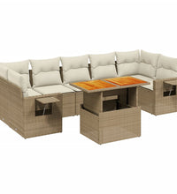 8-tlg. Garten-Sofagarnitur mit Kissen Beige Poly Rattan