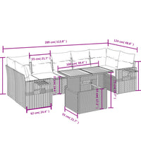 8-tlg. Garten-Sofagarnitur mit Kissen Grau Poly Rattan