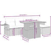 6-tlg. Garten-Sofagarnitur mit Kissen Beige Poly Rattan