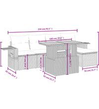 6-tlg. Garten-Sofagarnitur mit Kissen Beige Poly Rattan