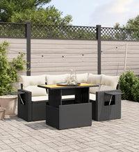 5-tlg. Garten-Sofagarnitur mit Kissen Schwarz Poly Rattan