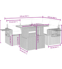 5-tlg. Garten-Sofagarnitur mit Kissen Grau Poly Rattan
