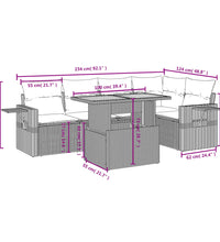 6-tlg. Garten-Sofagarnitur mit Kissen Beige Poly Rattan