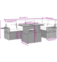 6-tlg. Garten-Sofagarnitur mit Kissen Grau Poly Rattan
