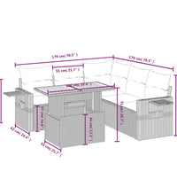 6-tlg. Garten-Sofagarnitur mit Kissen Grau Poly Rattan