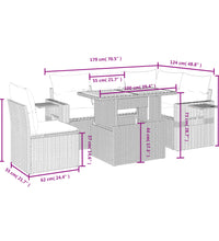 6-tlg. Garten-Sofagarnitur mit Kissen Schwarz Poly Rattan