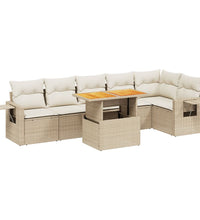7-tlg. Garten-Sofagarnitur mit Kissen Beige Poly Rattan