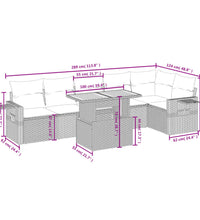 7-tlg. Garten-Sofagarnitur mit Kissen Grau Poly Rattan