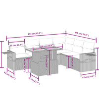 7-tlg. Garten-Sofagarnitur mit Kissen Beige Poly Rattan