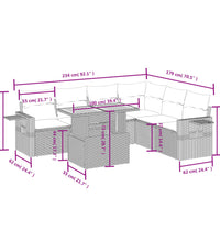 7-tlg. Garten-Sofagarnitur mit Kissen Beige Poly Rattan