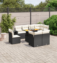 9-tlg. Garten-Sofagarnitur mit Kissen Schwarz Poly Rattan