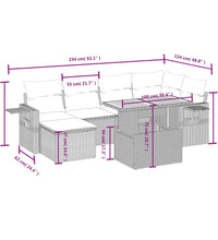 7-tlg. Garten-Sofagarnitur mit Kissen Beige Poly Rattan