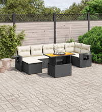 8-tlg. Garten-Sofagarnitur mit Kissen Schwarz Poly Rattan