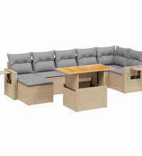 8-tlg. Garten-Sofagarnitur mit Kissen Beige Poly Rattan