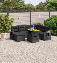 8-tlg. Garten-Sofagarnitur mit Kissen Schwarz Poly Rattan