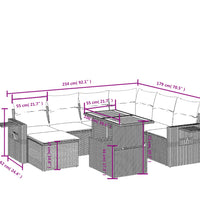 8-tlg. Garten-Sofagarnitur mit Kissen Schwarz Poly Rattan