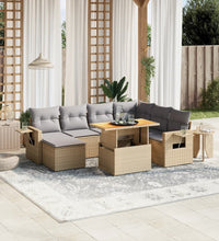 8-tlg. Garten-Sofagarnitur mit Kissen Beige Poly Rattan