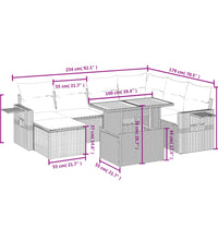 8-tlg. Garten-Sofagarnitur mit Kissen Grau Poly Rattan
