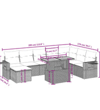 9-tlg. Garten-Sofagarnitur mit Kissen Schwarz Poly Rattan